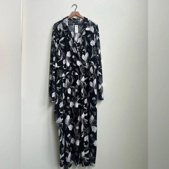 New Lane Bryant Polo Wrap Spring Lily Midi Dress 7X Matte Jersey Long Sleeve - Picture 3 of 15